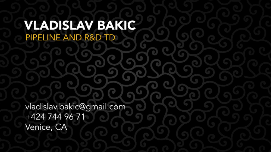 Vladislav Bakic, Pipeline and R&D TD Demoreel 2014